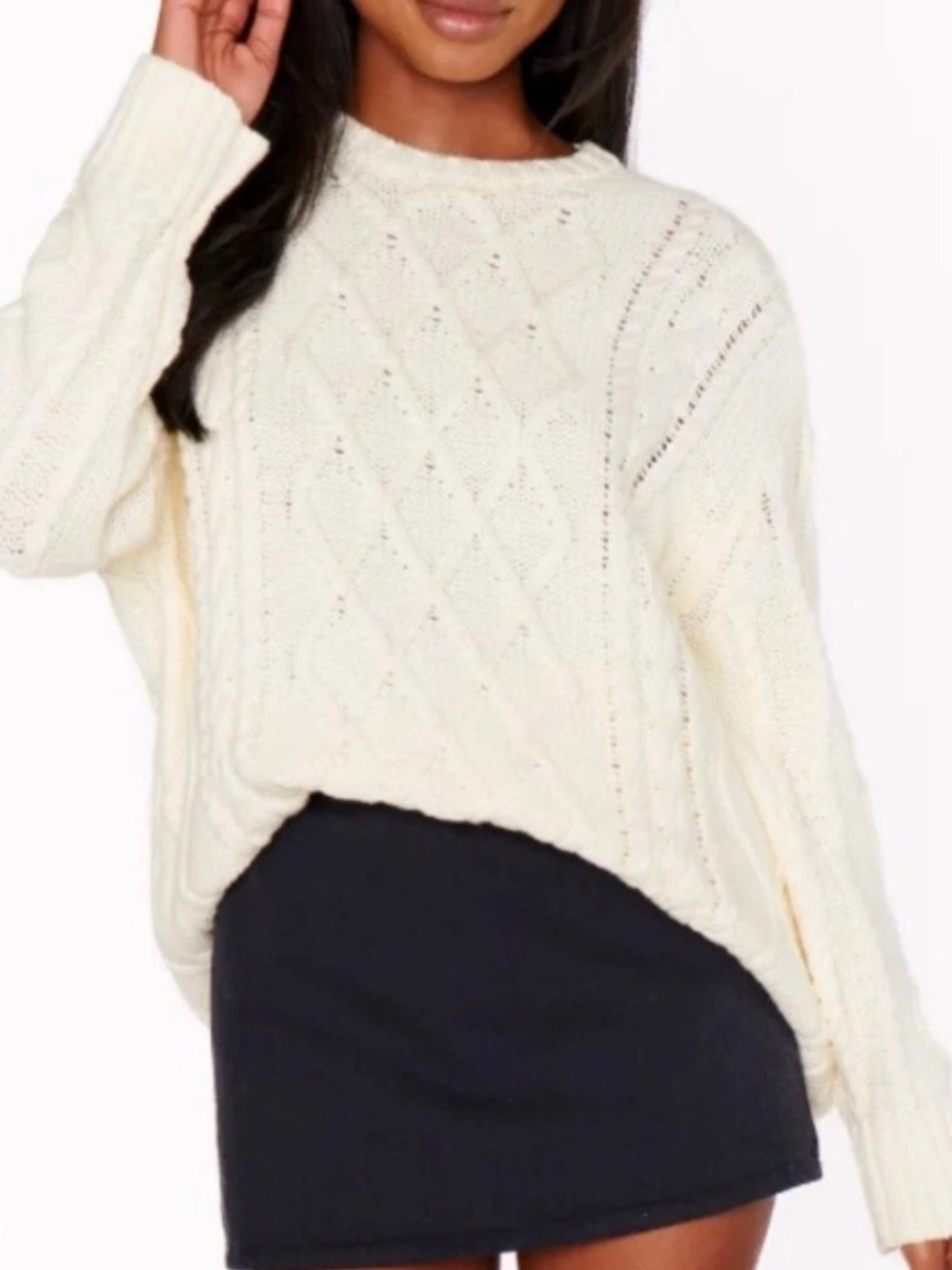 Show Me Your Mumu Ivory White Day to Day Oversized Cable Knit Sweater Size S